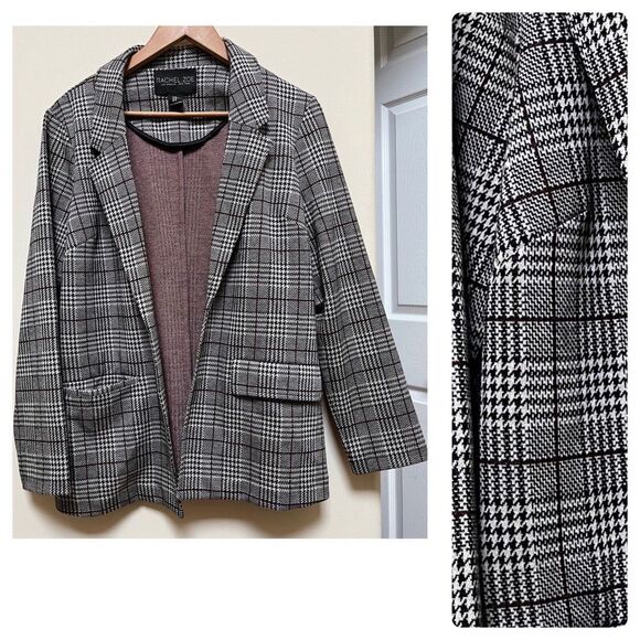 Rachel Zoe Jackets & Blazers - Rachel Zoe Glen Check Pocket Longline Academia Open Knit Blazer Size Medium